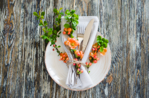 Flowers on place setting at table